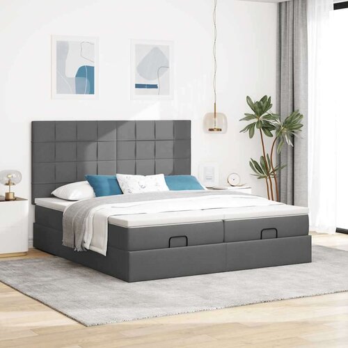 VidaXL Okvir kreveta s madracima tamnosivi 180x200cm tkanine Slike