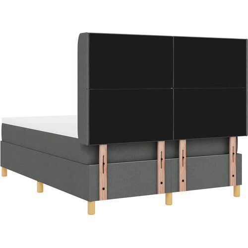  Krevet s opruga kutije s LED trakama Siva 140 x 200 cm tkanina Slike