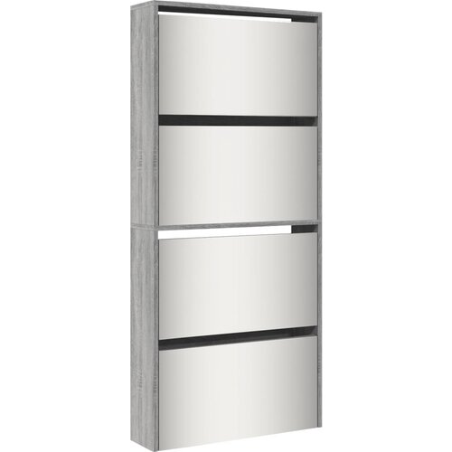 Maison Chic Omarica za obutev - Kopa za čevlje z ogledalom 4-nadstropna siva 63x17x134 cm, (21778202) Slike