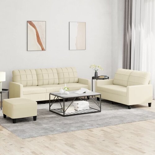  3-dijelni set sofa s jastucima krem od umjetne kože Cene