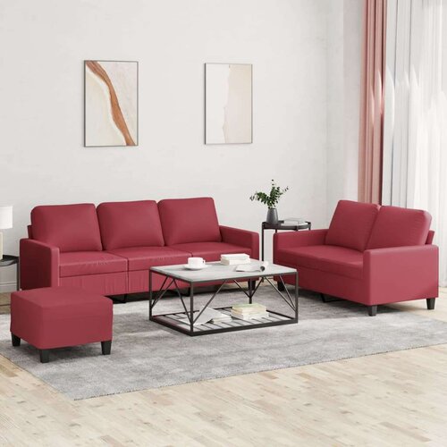 vidaXL 3-dijelni set sofa s jastucima boja vina od umjetne kože Cijene
