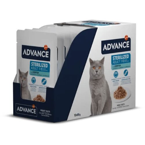 Advance Cat Adult Sterilized ko&scaron;čki v omaki, vrečka - trska - 85 g 12 x 85 g Cene