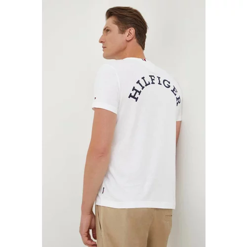 Tommy Hilfiger Pamučna majica za muškarce, boja: bijela, s tiskom