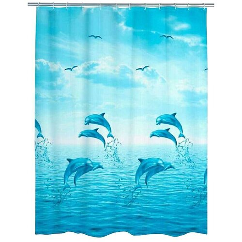 Wenko PEVA Zavjesa za tu&amp;scaron; Dupini (&amp;Scaron; x V: 180 x 200 cm, Plava) Slike