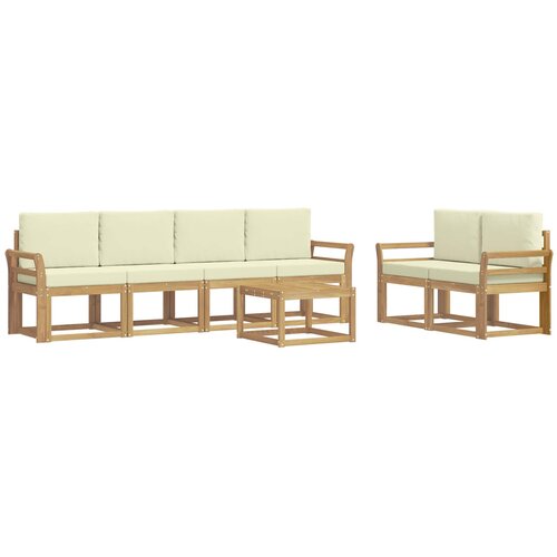 vidaXL Zunanja garnitura za sedenje z blazino 7 pcs Bela in krem, (5000281107) Cene