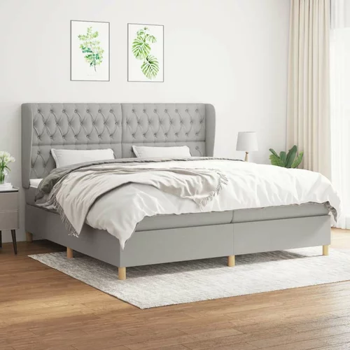  Box spring postelja z vzmetnico svetlo siva 200x200 cm blago, (20726001)