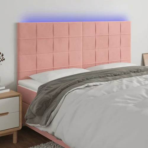  posteljno vzglavje roza 200x5x118/128 cm žamet, (20954225)