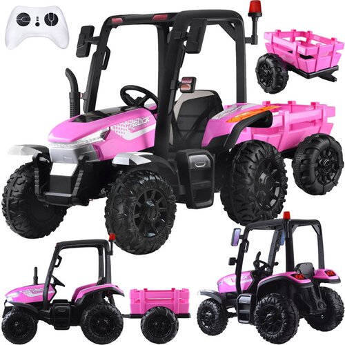Veliki Velik traktor s prikolico 4x4 &ndash; roza Cene