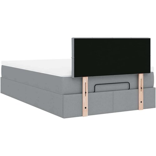 VidaXL otomanski krevet s madracem svjetlosivi 120x190 cm tkanine Slike