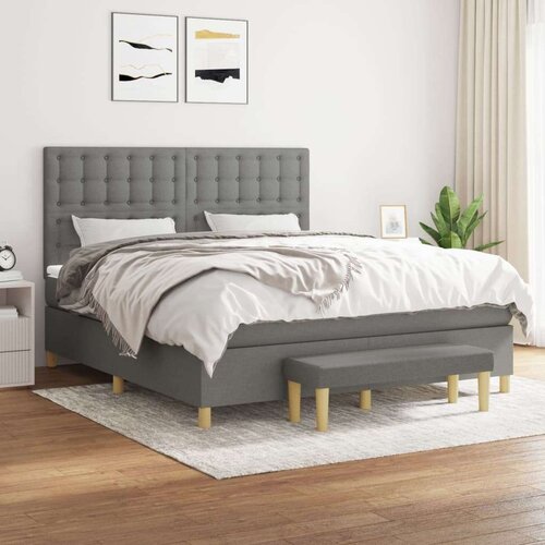  Box spring postelja z vzmetnico temno siva 180x200 cm blago, (21118427) Slike