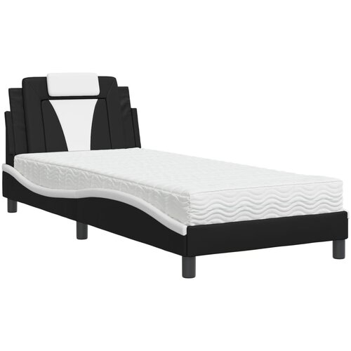vidaXL Postelja z vzmetnico črna in bela 90x190 cm umetno usnje, (21143007) Cene