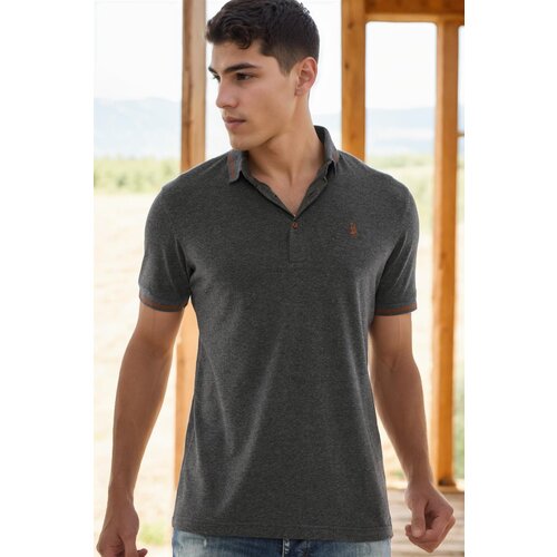 Dewberry T8586 MEN&amp;#039;S POLO NECK T-SHIRT-ANTHRACITE-2 Slike