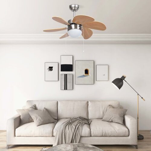 vidaXL stropni ventilator z lučjo 76 cm svetlo rjav Cene