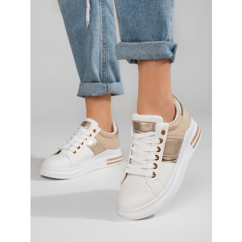 SHELOVET Women's shoes on thick soles white-beige Slike