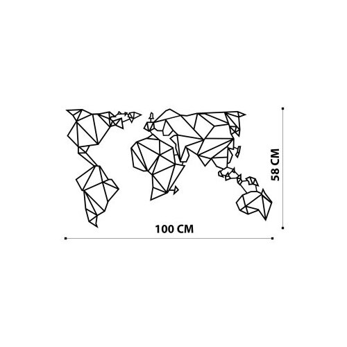 Wallxpert Zidna dekoracija Mapa svijeta, 100x59 cm, 1,2 mm, crna Slike