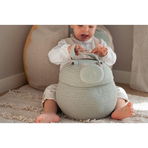 Lorena Canals Svetlo modra tekstilna otro&amp;scaron;ka &amp;scaron;katla za shranjevanje &amp;oslash; 25x30 cm Henry the Hippo &amp;ndash; Slike