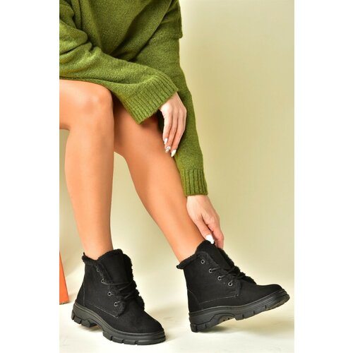 Fox Shoes Women's Black Suede Low Heeled Boots Slike