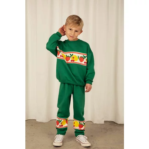 Mini Rodini Otroški bombažen pulover zelena barva