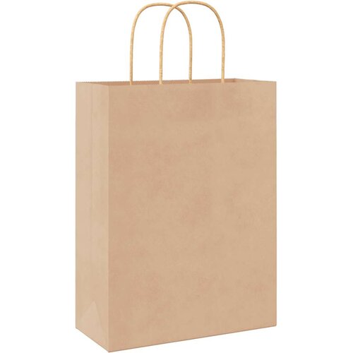  Papirnate vrećice 250 kom s ručkama smeđe 26x12x35 cm Slike