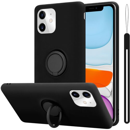  Ohišje združljiv z Apple v tekoči črni barvi - zaščitni pokrov iz fleksibilnega silikona TPU z obročem, (20587878) Cene