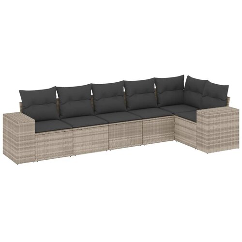 vidaXL 6-dijelni set vrtnih sofa od poliratana s jastucima svjetlosivi Cijene