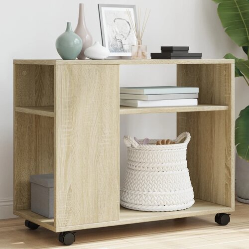 vidaXL Stranska mizica s kolesi sonoma hrast 70x35x60 cm inžen. les Cene
