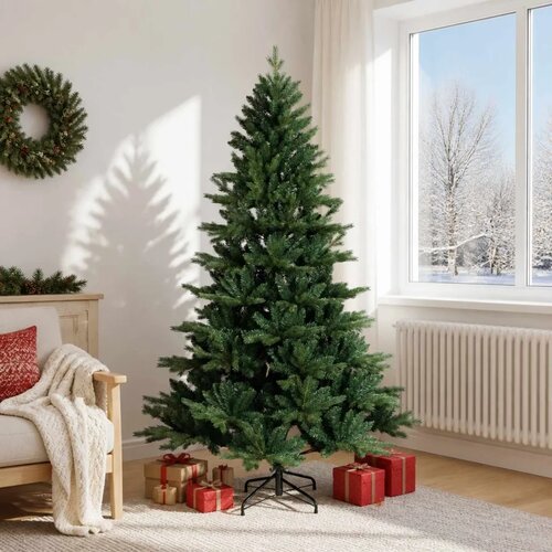  Umjetno božićno drvce s nogom 180 cm PVC i metal Zelena - 180 cm bez LED svjetala Cene
