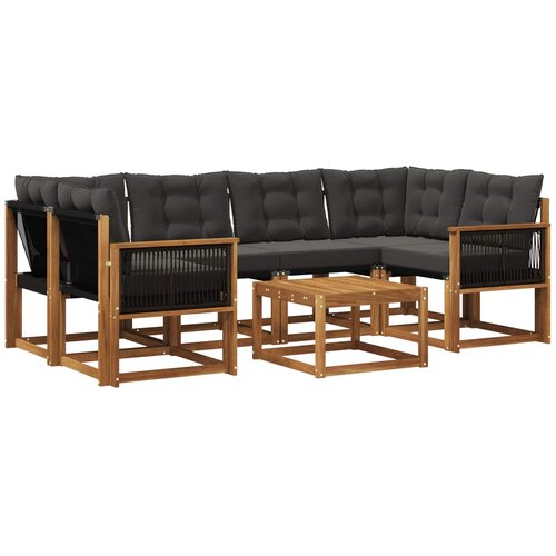 vidaXL Zunanja garnitura za sedenje z blazino 7 pcs Naravna in črna, (5000269751) Cene