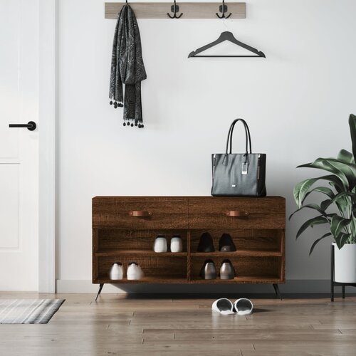 VidaXL Klupa za cipele smeđa boja hrasta 102x35x55cm konstruirano drvo Slike