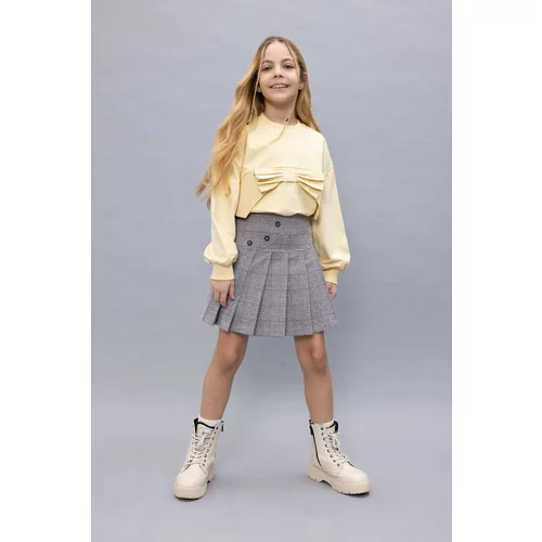 Defacto Girl Square Patterned Pleated Skirt