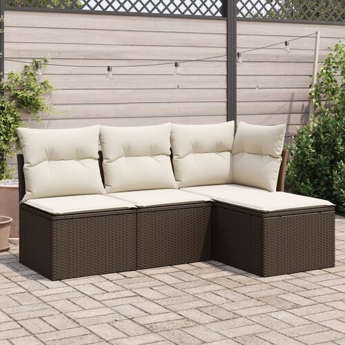 VidaXL 4-dijelni set vrtnih sofa od poliratana s jastucima smeđi Slike