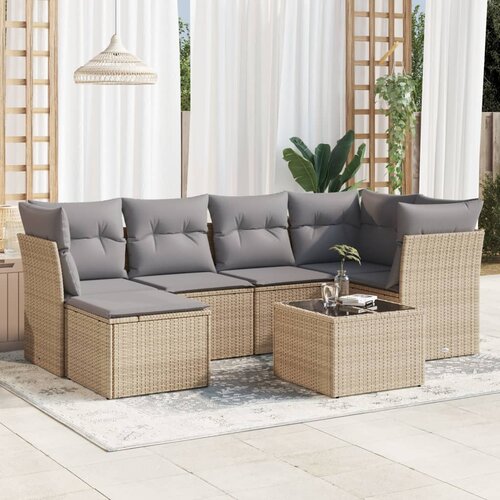 vidaXL 7-dijelni set vrtnih sofa od poliratana s jastucima bež Cijene