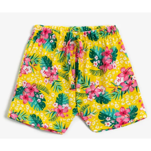 Koton Girls' Yellow Patterned Shorts &; Bermuda
