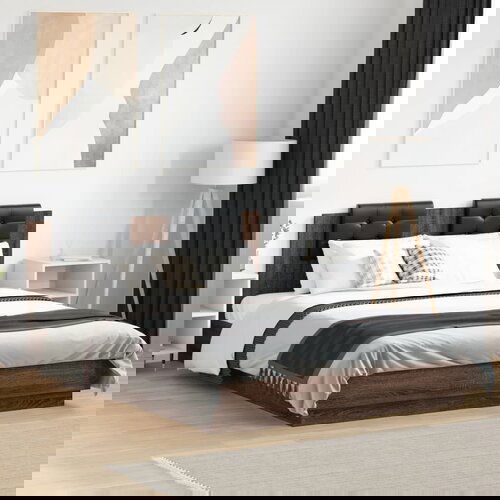 Furnova Posteljni okvir z vzglavjem rjavi hrast 120x200 cm inž. les, (21940968) Slike