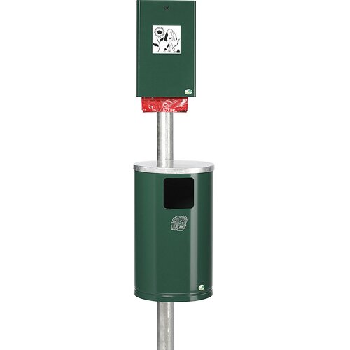 VAR ko&amp;scaron; z vrečkami za pasje iztrebke, prostornina 30 l, vx&amp;scaron;xg 2000 x 350 x 480 mm, mah zelen (ral 6005) Slike