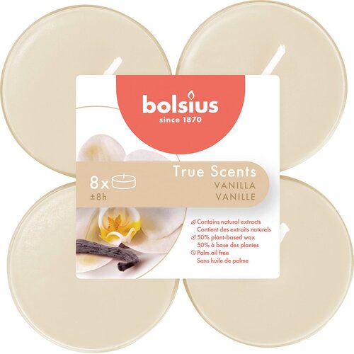 Bolsius Maxi di&amp;scaron;eče čajne svečke &amp;quot;True Scents&amp;quot; - 8h (8 kosov) - vanilija Slike