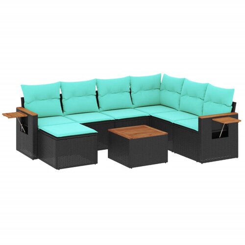  8-dijelni set vrtnih sofa od poliratana s jastucima crni Crna 85 x 62 x 69 cm Slike