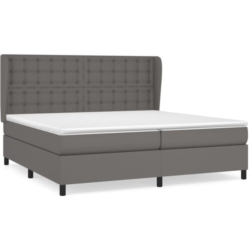 VidaXL Krevet s oprugama i madracem sivi 200x200 cm od umjetne kože Slike