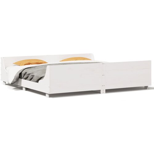  The Living Store Posteljni okvir brez vzmetnice bel 180x200 cm trdna borovina - Posteljni Okvir, (21496982) Slike
