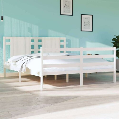  Okvir za krevet od masivne borovine bijeli 150x200 cm 5FT King Cijene