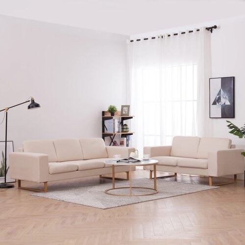  2-dijelni set sofa od tkanine krem Cijene