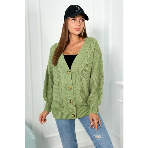 Kesi Button-down sweater with puff sleeves in light khaki