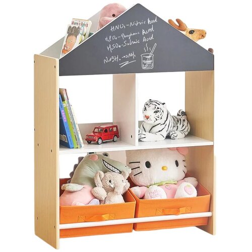 Kinder Home Dečiji ormarić, regal za igračke i knjige sa tablom za pisanje, kuća, drvo Slike