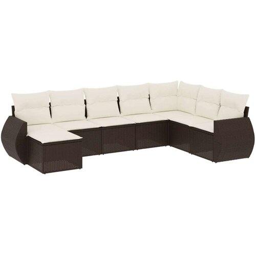 VidaXL 8-dijelni set vrtnih sofa s jastucima smeđi od poliratana Slike
