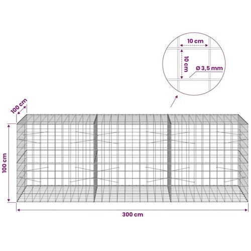  Gabion s žicom debljine 3 5 mm i mrežom 10x10 cm 300x100x100 cm - 100 cm 100 cm 300 cm Slike
