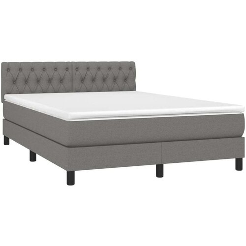  Krevet s oprugama i madracem tamnosivi 140x190 cm od tkanine Slike