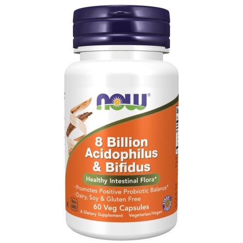 Now Foods 8 milijard Acidophilus in Bifidus NOW (60 kapsul) Slike