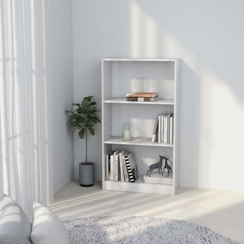 Furnova Knjižna omara 3-nadstropna bela 60x24x109 cm, (21951167) Slike