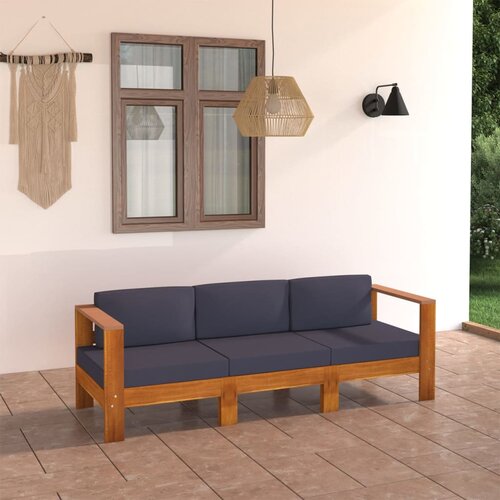 The Living Store Vrtni kavč trosed s temno sivimi blazinami akacijev les - Vrtni Kavč, (21473254) Cene