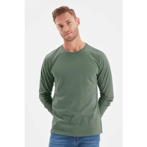 Trendyol Dark Green Men's Basic Regular / Regular fit Long Sleeved 100% Cotton T-Shirt